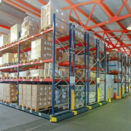 Mobile Aisle Racking System in Distribution Warehouse